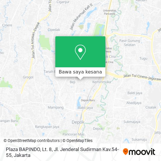 Peta Plaza BAPINDO, Lt. 8, Jl. Jenderal Sudirman Kav.54-55