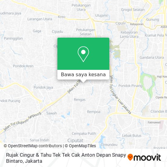 Peta Rujak Cingur & Tahu Tek Tek Cak Anton Depan Snapy Bintaro