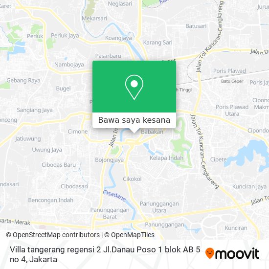 Peta Villa tangerang regensi 2 Jl.Danau Poso 1 blok AB 5 no 4