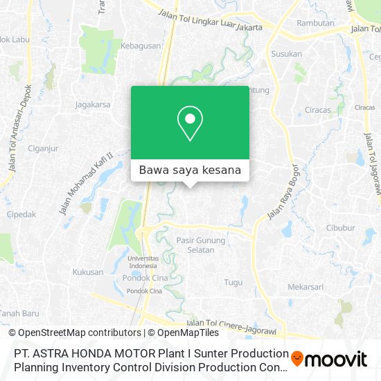 Peta PT. ASTRA HONDA MOTOR Plant I Sunter Production Planning Inventory Control Division Production Cont