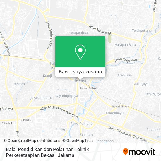 Peta Balai Pendidikan dan Pelatihan Teknik Perkeretaapian Bekasi