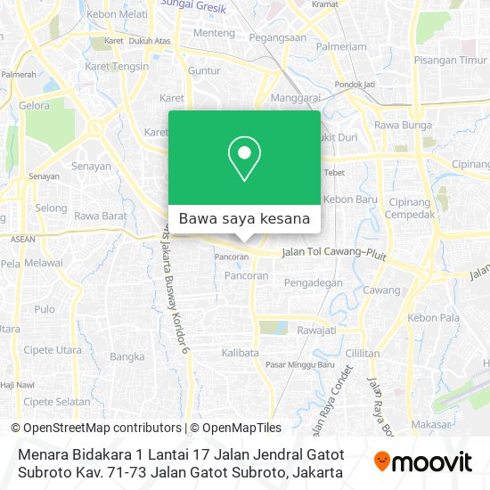 Peta Menara Bidakara 1 Lantai 17 Jalan Jendral Gatot Subroto Kav. 71-73 Jalan Gatot Subroto
