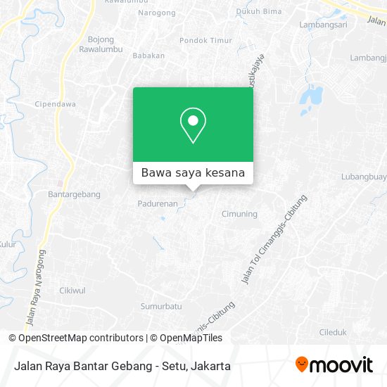 Peta Jalan Raya Bantar Gebang - Setu