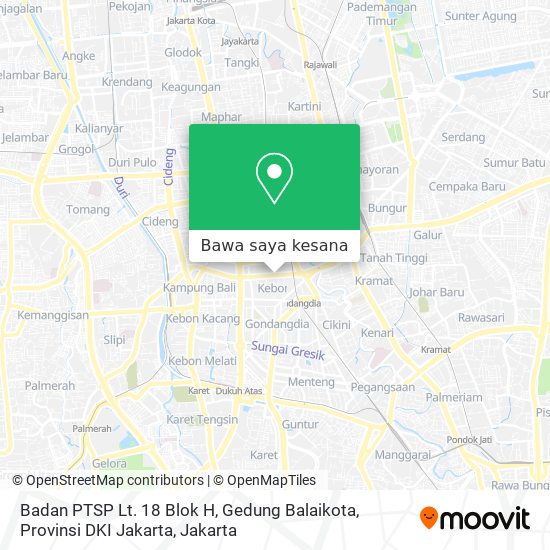 Peta Badan PTSP Lt. 18 Blok H, Gedung Balaikota, Provinsi DKI Jakarta