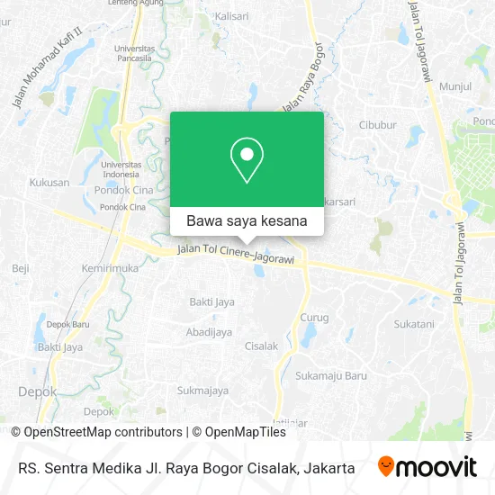 Peta RS. Sentra Medika Jl. Raya Bogor Cisalak
