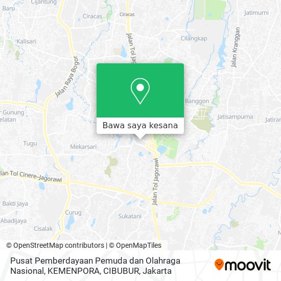 Peta Pusat Pemberdayaan Pemuda dan Olahraga Nasional, KEMENPORA, CIBUBUR