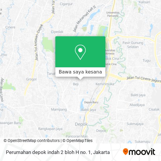 Peta Perumahan depok indah 2 bloh H no. 1