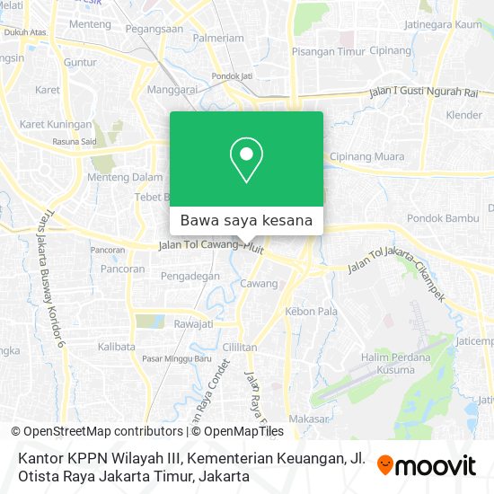 Peta Kantor KPPN Wilayah III, Kementerian Keuangan, Jl. Otista Raya Jakarta Timur