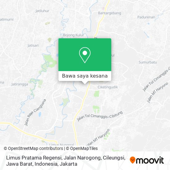 Peta Limus Pratama Regensi, Jalan Narogong, Cileungsi, Jawa Barat, Indonesia