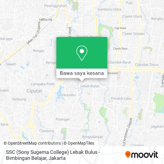 Peta SSC (Sony Sugema College) Lebak Bulus - Bimbingan Belajar