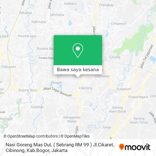 Peta Nasi Goreng Mas DuL ( Sebrang RM 99 ) Jl.Cikaret, Cibinong, Kab.Bogor