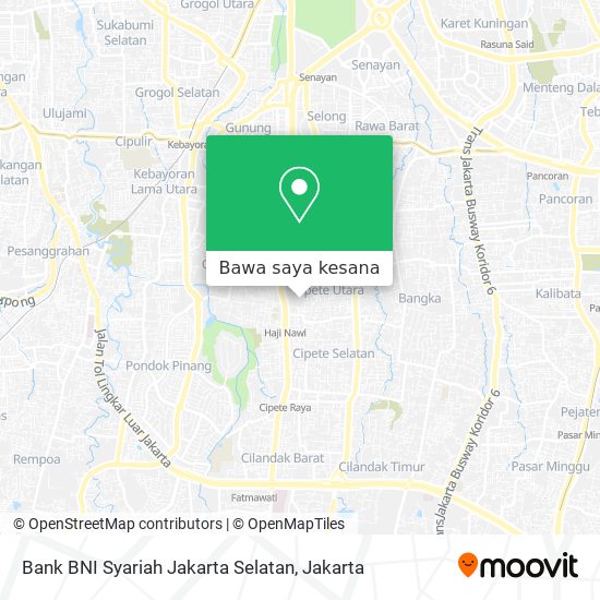 Peta Bank BNI Syariah Jakarta Selatan