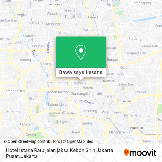 Peta Hotel Istana Ratu jalan jaksa Kebon Sirih Jakarta Pusat