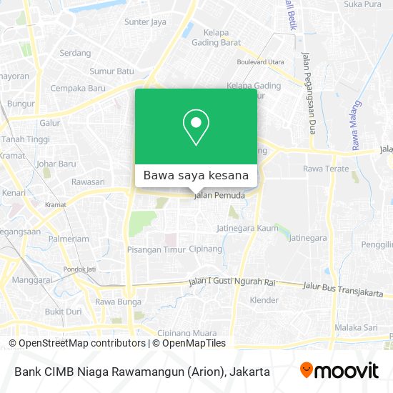 Peta Bank CIMB Niaga Rawamangun (Arion)