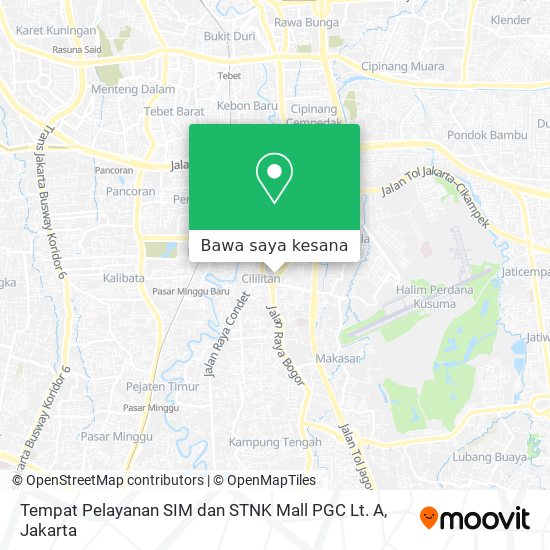 Peta Tempat Pelayanan SIM dan STNK Mall PGC Lt. A