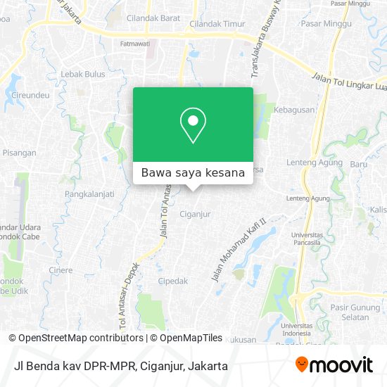 Peta Jl Benda kav DPR-MPR, Ciganjur