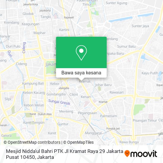 Peta Mesjid Nidda'ul Bahri PTK Jl Kramat Raya 29 Jakarta Pusat 10450