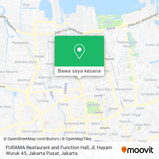 Peta FURAMA Restaurant and Function Hall, Jl. Hayam Wuruk 45, Jakarta Pusat