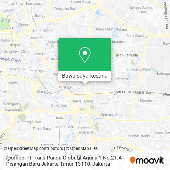 Peta @office PT.Trans Panda Global,jl.Arjuna 1 No.21.A Pisangan Baru Jakarta Timur 13110