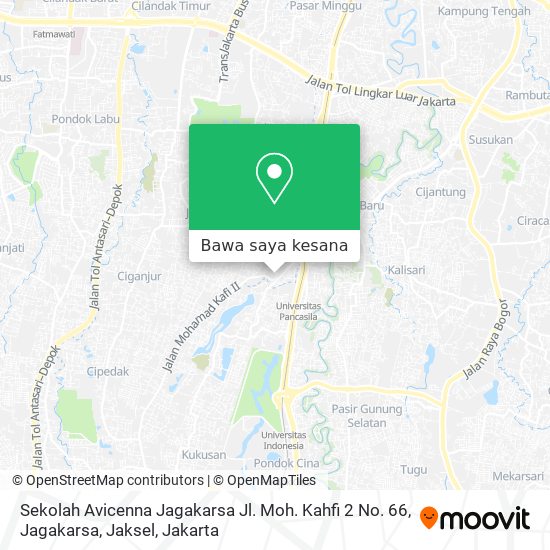 Peta Sekolah Avicenna Jagakarsa Jl. Moh. Kahfi 2 No. 66, Jagakarsa, Jaksel