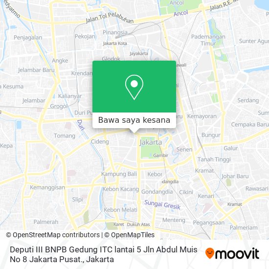 Peta Deputi III BNPB Gedung ITC lantai 5 Jln Abdul Muis No 8 Jakarta Pusat.