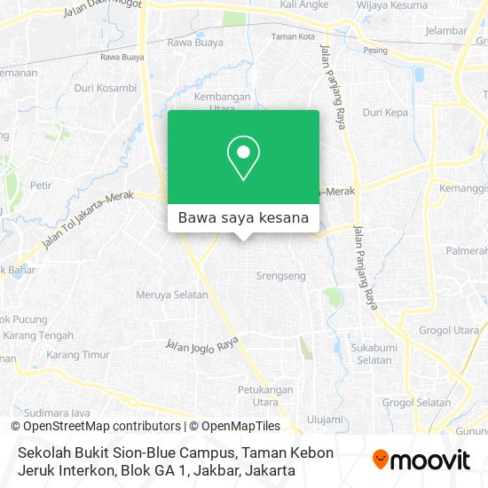 Peta Sekolah Bukit Sion-Blue Campus, Taman Kebon Jeruk Interkon, Blok GA 1, Jakbar