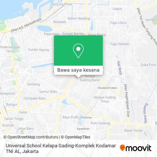 Peta Universal School Kelapa Gading-Komplek Kodamar TNI AL