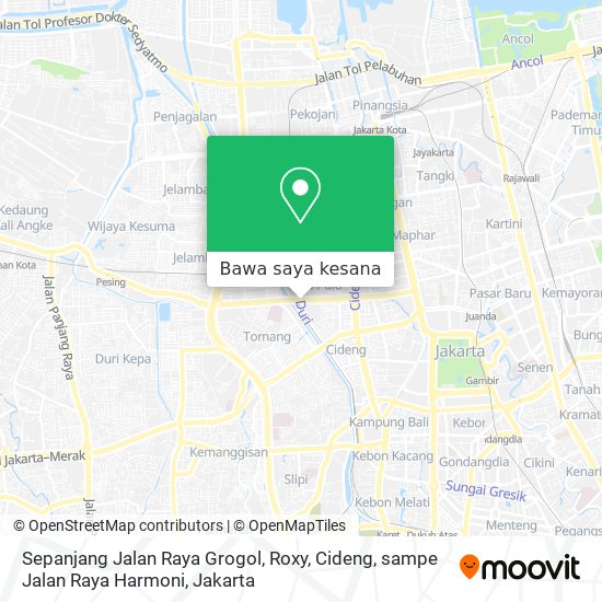 Peta Sepanjang Jalan Raya Grogol, Roxy, Cideng, sampe Jalan Raya Harmoni