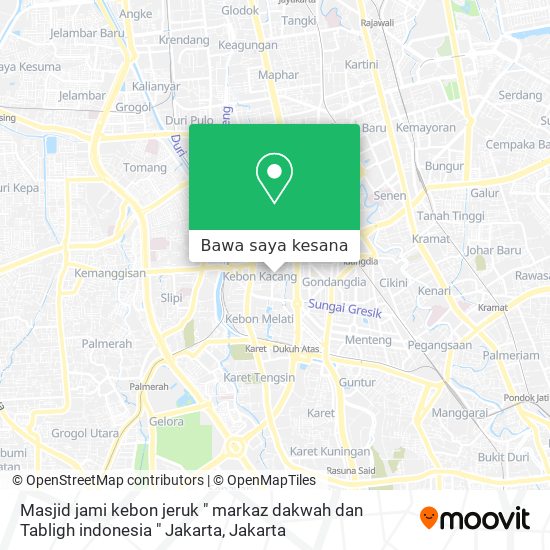 Peta Masjid jami kebon jeruk " markaz dakwah dan Tabligh indonesia " Jakarta