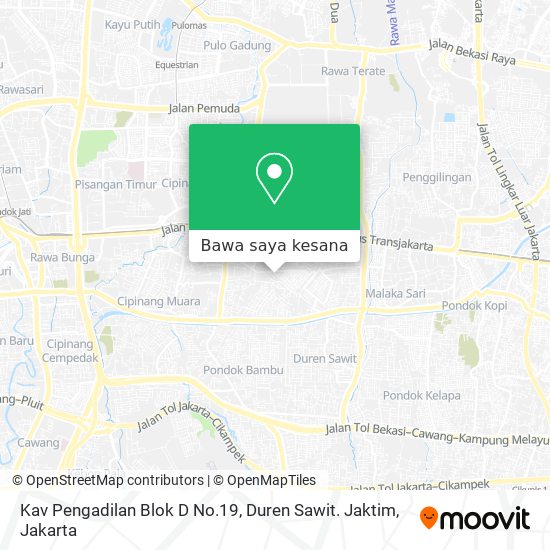 Peta Kav Pengadilan Blok D No.19, Duren Sawit. Jaktim