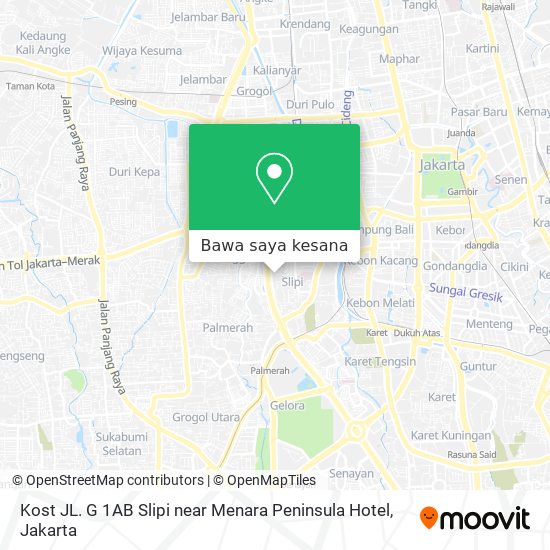 Peta Kost JL. G 1AB Slipi near Menara Peninsula Hotel