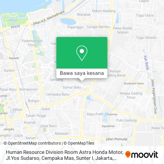 Peta Human Resource Division Room Astra Honda Motor, Jl.Yos Sudarso, Cempaka Mas, Sunter I, Jakarta