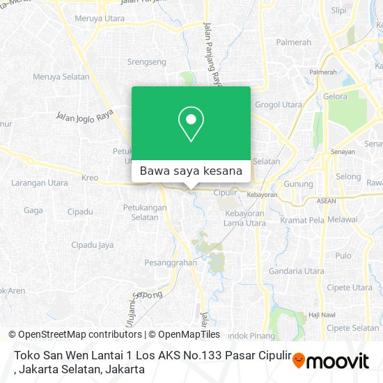 Peta Toko San Wen Lantai 1 Los AKS No.133 Pasar Cipulir , Jakarta Selatan