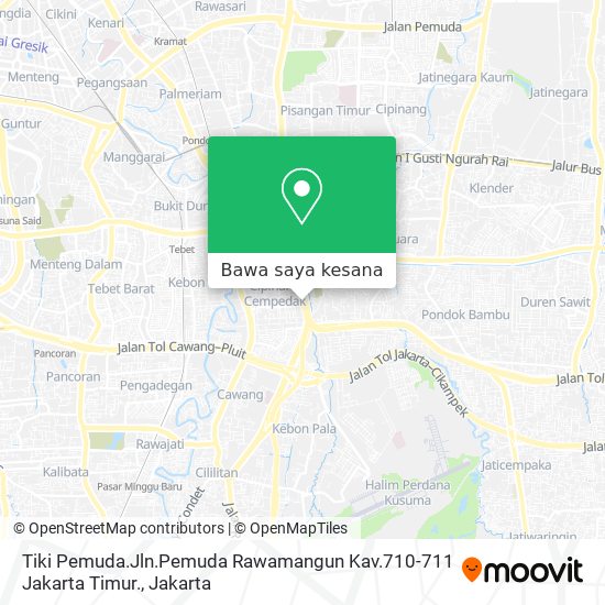 Peta Tiki Pemuda.Jln.Pemuda Rawamangun Kav.710-711 Jakarta Timur.