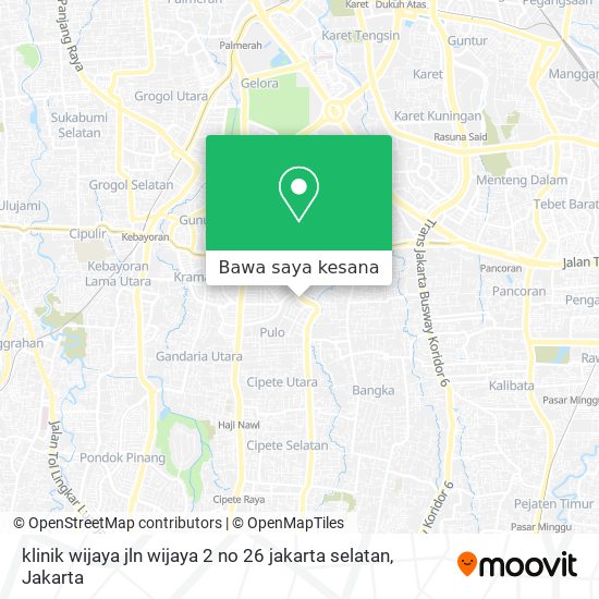 Peta klinik wijaya jln wijaya 2 no 26 jakarta selatan