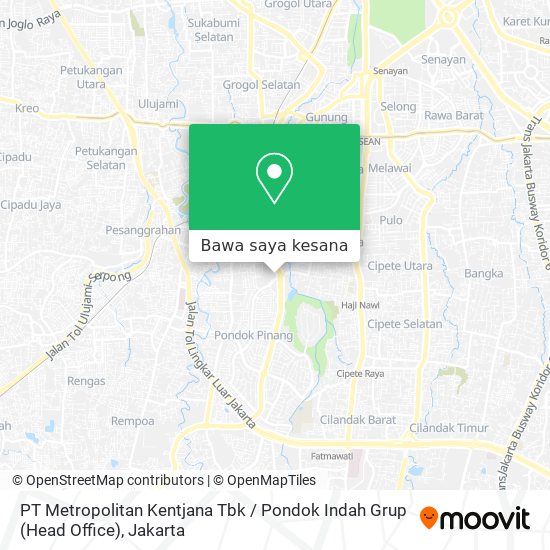 Peta PT Metropolitan Kentjana Tbk / Pondok Indah Grup (Head Office)