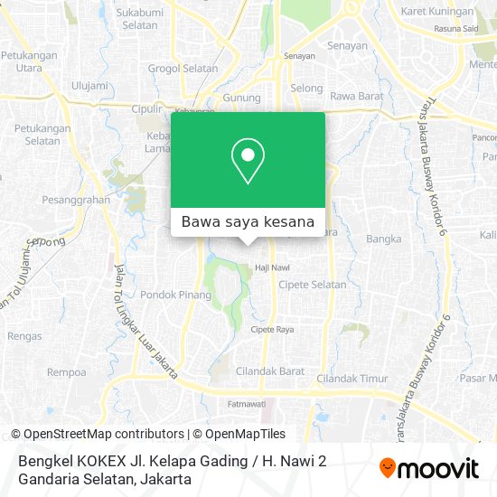 Peta Bengkel KOKEX Jl. Kelapa Gading / H. Nawi 2 Gandaria Selatan