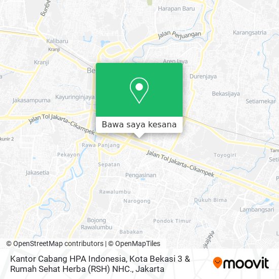 Peta Kantor Cabang HPA Indonesia, Kota Bekasi 3 & Rumah Sehat Herba (RSH) NHC.