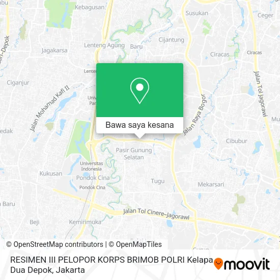 Peta RESIMEN III PELOPOR KORPS BRIMOB POLRI Kelapa Dua Depok