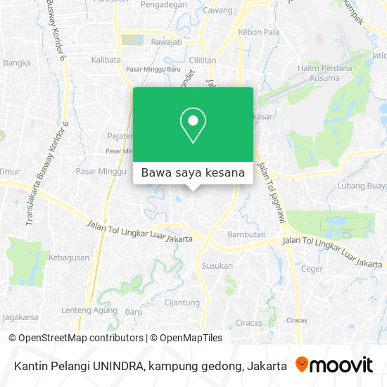 Peta Kantin Pelangi UNINDRA, kampung gedong