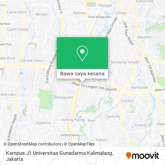 Peta Kampus J1 Universitas Gunadarma Kalimalang