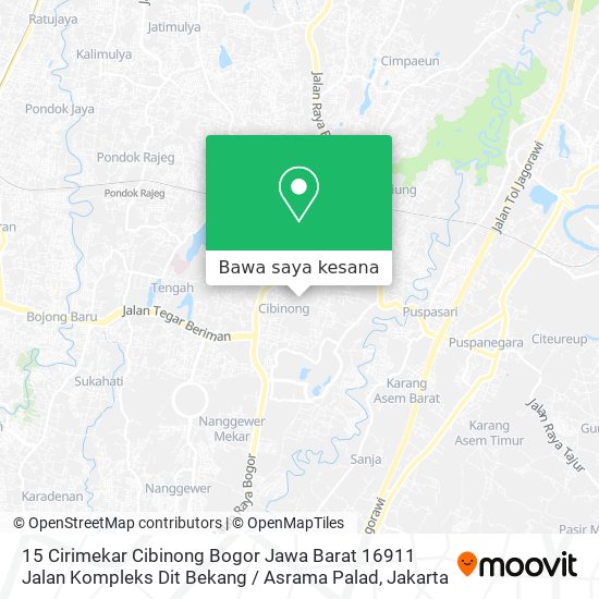 Peta 15 Cirimekar Cibinong Bogor Jawa Barat 16911 Jalan Kompleks Dit Bekang / Asrama Palad