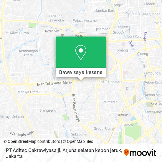 Peta PT.Aditec Cakrawiyasa jl. Arjuna selatan kebon jeruk