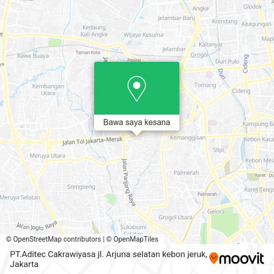 Peta PT.Aditec Cakrawiyasa jl. Arjuna selatan kebon jeruk