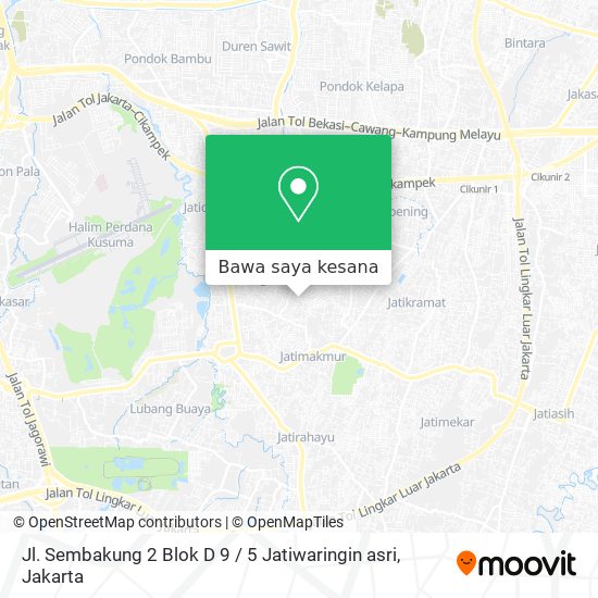 Peta Jl. Sembakung 2 Blok D 9 / 5 Jatiwaringin asri
