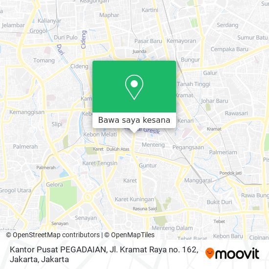 Peta Kantor Pusat PEGADAIAN, Jl. Kramat Raya no. 162, Jakarta