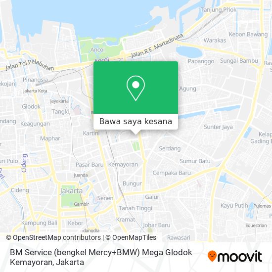 Peta BM Service (bengkel Mercy+BMW) Mega Glodok Kemayoran