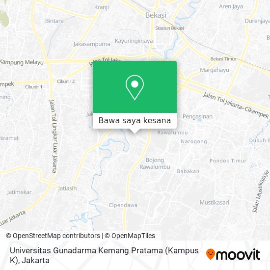 Peta Universitas Gunadarma Kemang Pratama (Kampus K)
