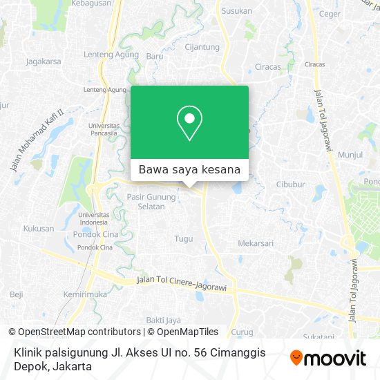 Peta Klinik palsigunung Jl. Akses UI no. 56 Cimanggis Depok