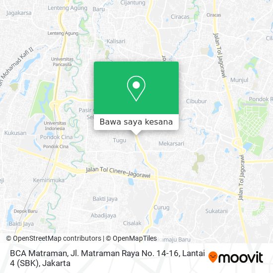 Peta BCA Matraman, Jl. Matraman Raya No. 14-16, Lantai 4 (SBK)